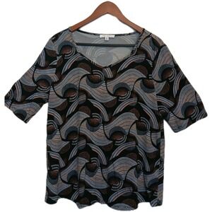 Daily Thread Short Sleeve Top‎ Shirt Blouse Nylon Spandex Size LG #459C